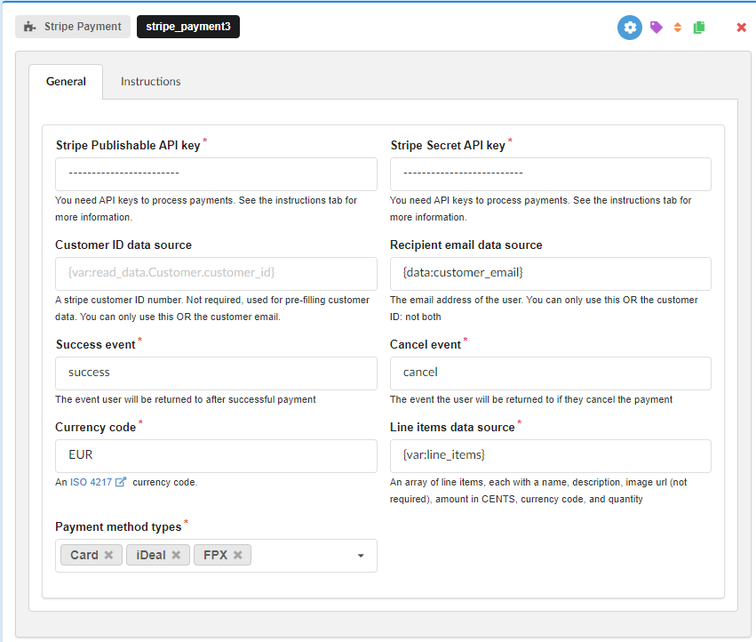 View of the Stripe payment action